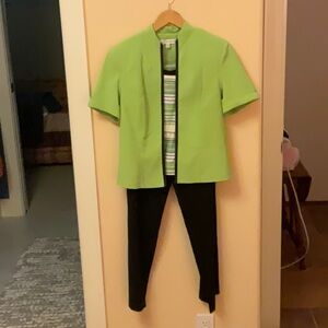 Dress Barn Green and Black Pantsuit with Sporty Design